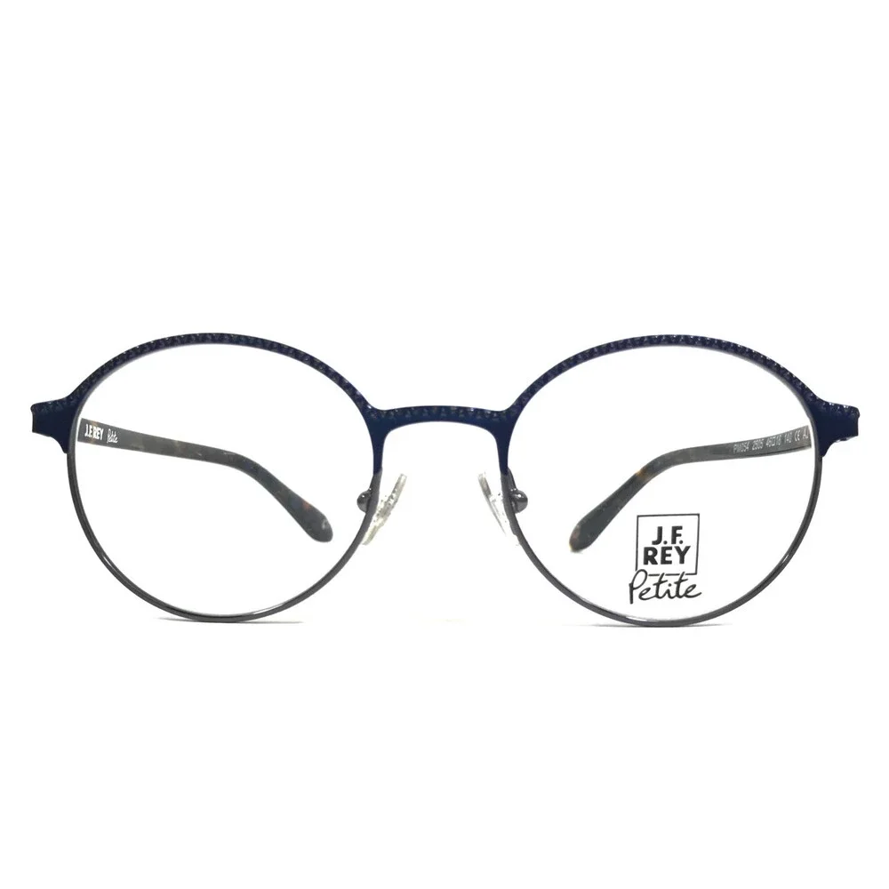J.F. Rey Petite Eyeglasses Frames PM054 2505 Brown Tortoise Blue Round 46-18-140